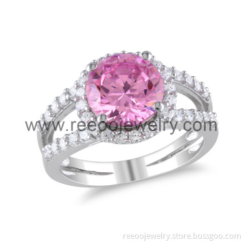 8mm Round Pink CZ Semi-Precious 925 Silver Jewelry